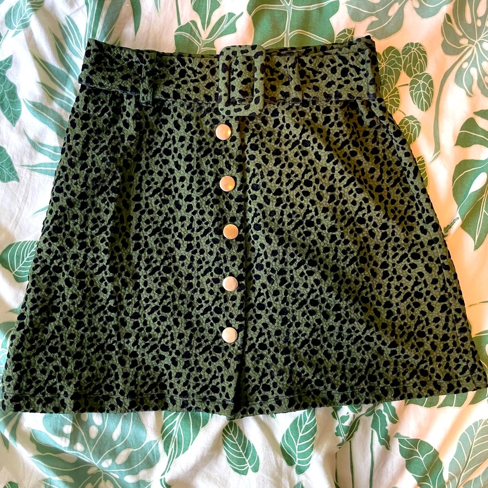 ZARA Dark Green Animal Print Mini Skirt